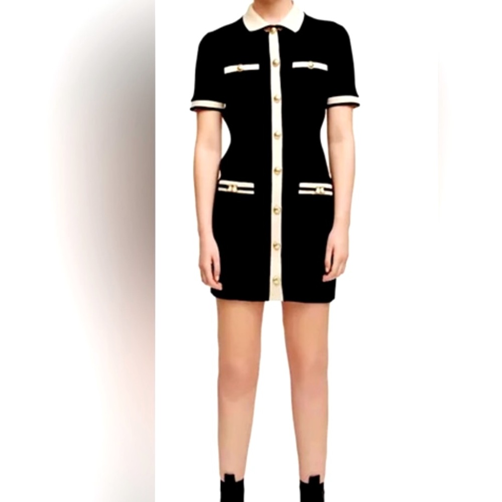 NWT- MAJE CONTRAST KNIT DRESS size S